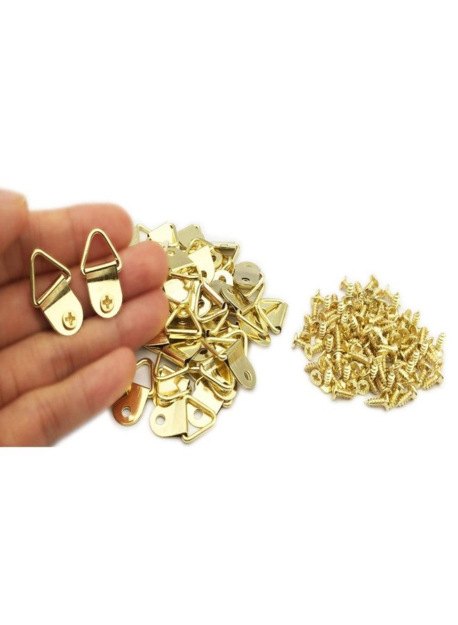 EesTeck 50 Pack Small Triangle Ring Steel Picture Hangers with Screws Picture Frames Picture Hang Solutions, for Hanging Clock Paintings Artwork Picture Frame Hook Photos(Gold) - Image 4